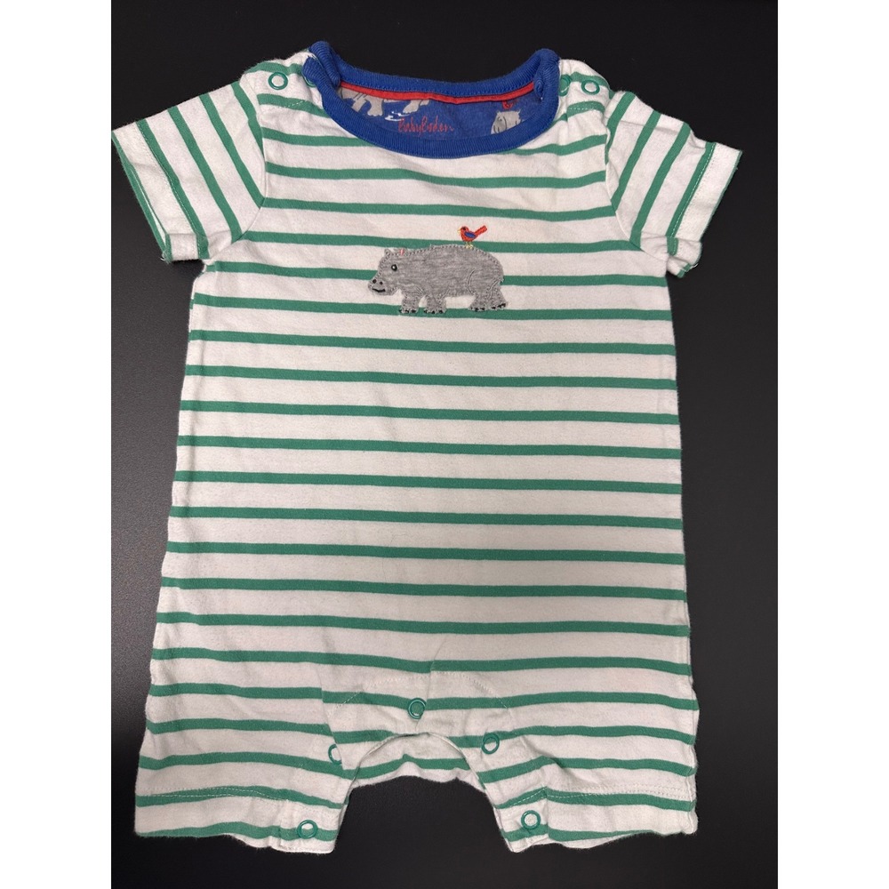 Baby Boden Striped Hippo Romper Size 3-6Months